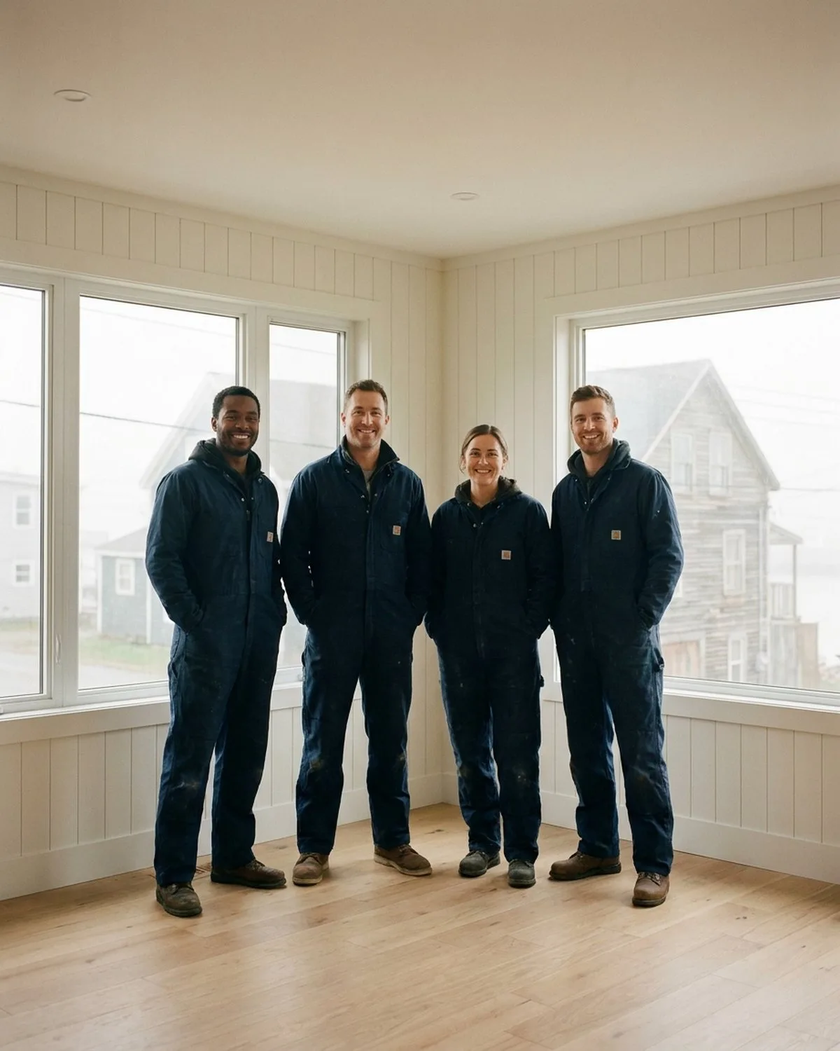 The JAZ Renovations and Paint Guys crew on a job site